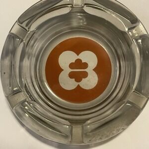Vintage 6-slot glass Ashtray hotel Logo